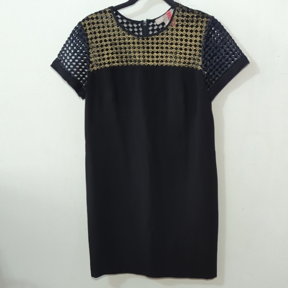 Banana Republic Black & Gold Short Sleeve Dress Women's Size 8